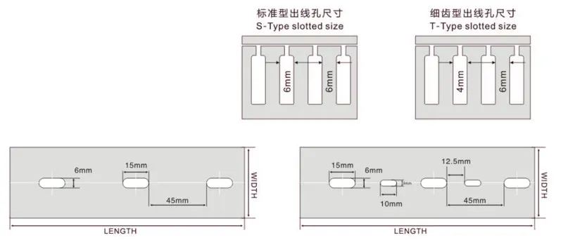 ichnography:S-Type slotted size,T-Type slotted size