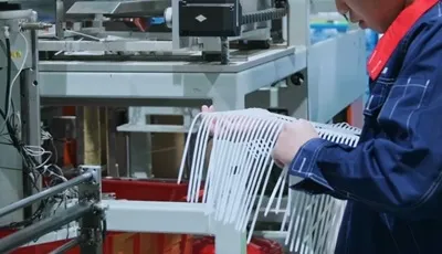 Staff members are organizing cable ties